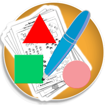 Koło, trójkąt, kwadrat - Rozpoznawanie figur - Karty pracy Matematyka - klasa 1