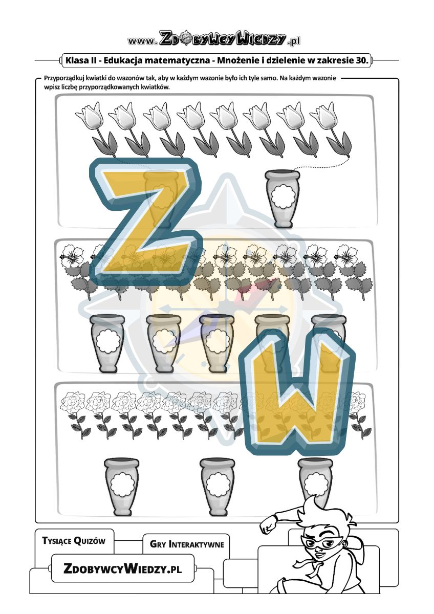 Zdobywcy Wiedzy - karta pracy pdf - Wizualizacja dzielenia (strona 1)