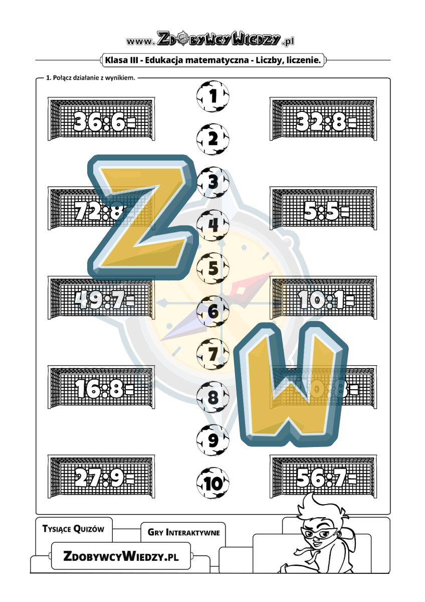 Zdobywcy Wiedzy - karta pracy pdf - Tabliczka dzielenia nie musi być trudna (strona 1)