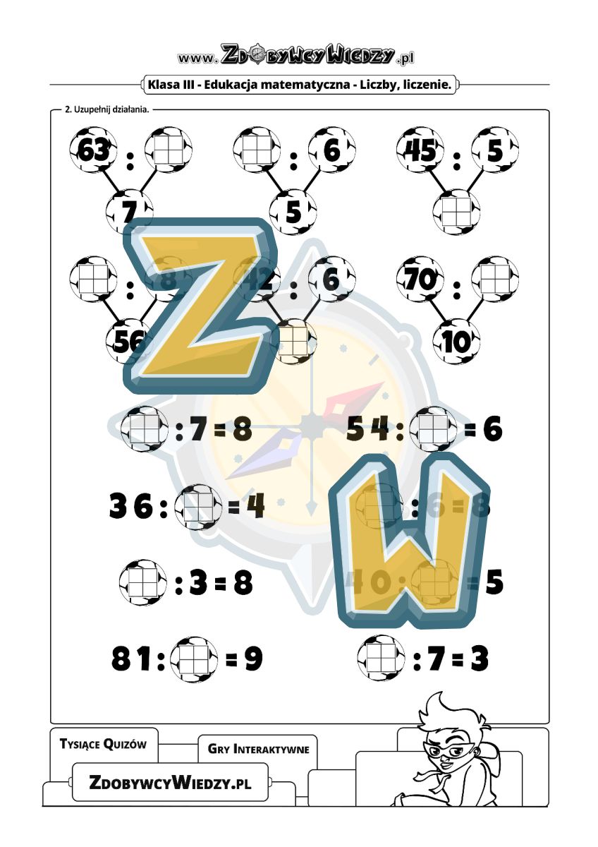 Zdobywcy Wiedzy - karta pracy pdf - Tabliczka dzielenia nie musi być trudna (strona 2)