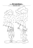 Kolorowanka dla dzieci - Deszczowa pogoda